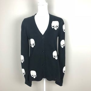 P Luca Milano black white skull knit cardigan